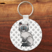 Blue Point Tabby Birman / Ragdoll Cat Illustration Schlüsselanhänger (Vorderseite)