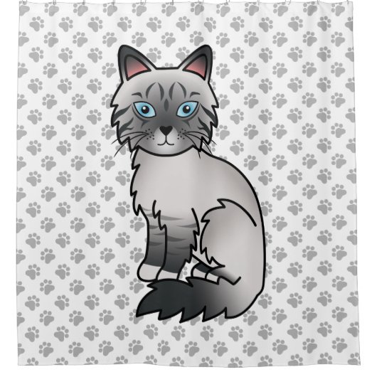 Blue Point Tabby Birman / Ragdoll Cat & Paws Duschvorhang (Vorderseite)