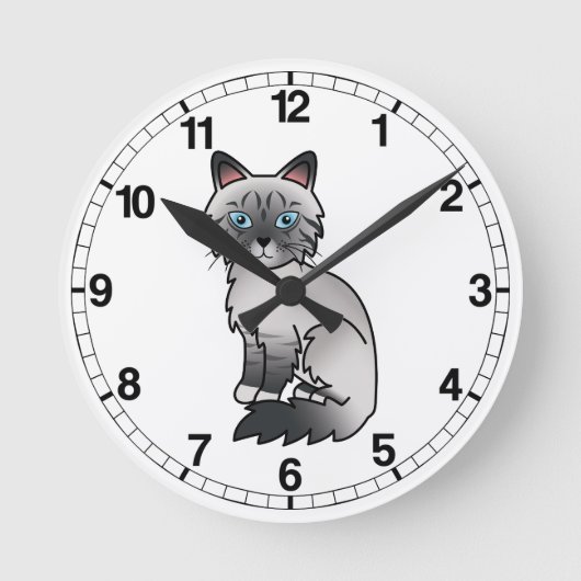 Blue Point Tabby Birman / Ragdoll Cat Runde Wanduhr (Vorderseite)