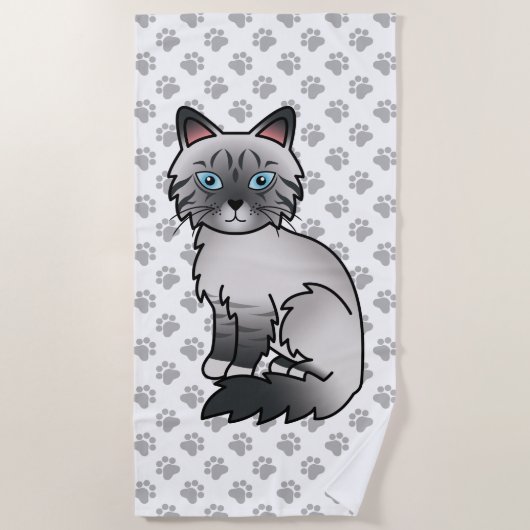 Blue Point Tabby Birman / Ragdoll Niedlich Cat & P Strandtuch (Vorderseite)