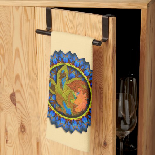 Blue Points Circlated Herbstlaube Geschirrtuch (Drittel gefaltet)