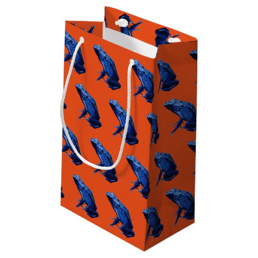 Blue Poison Dart Frog Kleine Geschenktüte (Rückseite Schrägansicht)