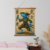 Blue Poison Dart Frog Samurai - Japanischer Tinte Wandteppich Mit Holzrahmen (Schlafzimmer)