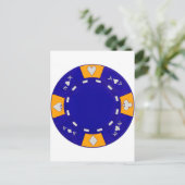Blue Poker Chip Postkarte (Stehend Vorderseite)