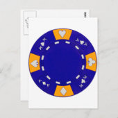 Blue Poker Chip Postkarte (Vorne/Hinten)