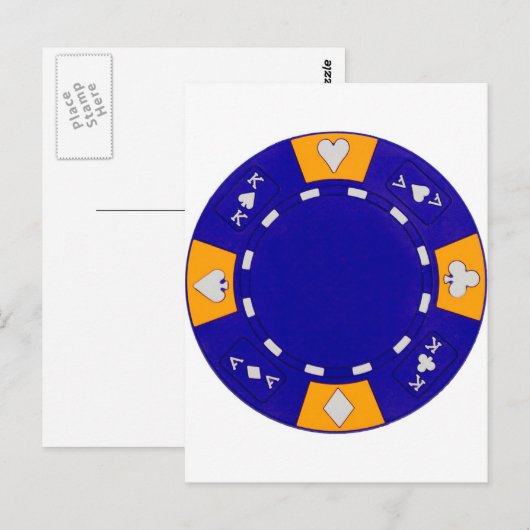 Blue Poker Chip Postkarte (Vorne/Hinten)