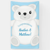 Blue Polar Bear Baby Dusche Banner (Vertikal)