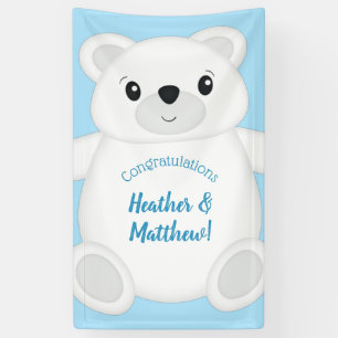 Blue Polar Bear Baby Dusche Banner