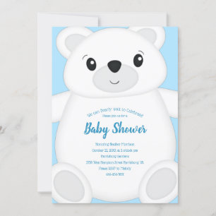Blue Polar Bear Baby Dusche Einladung