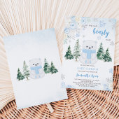 Blue Polar Bear Baby Dusche Einladung
