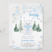 Blue Polar Bear Baby Dusche Einladung (Vorderseite)