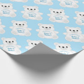 Blue Polar Bear Baby Dusche Geschenkpapier (Ecke)