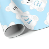 Blue Polar Bear Baby Dusche Geschenkpapier (Rolleneckpunkt)