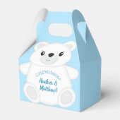 Blue Polar Bear Baby Dusche Geschenkschachtel (Rückseite)