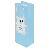 Blue Polar Bear Baby Dusche Geschenktüte Für Weinflaschen (Rückseite Schrägansicht)