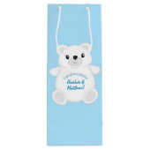 Blue Polar Bear Baby Dusche Geschenktüte Für Weinflaschen (Rückseite)