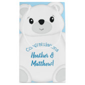 Blue Polar Bear Baby Dusche Kleine Geschenktüte (Rückseite)