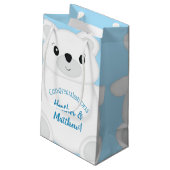 Blue Polar Bear Baby Dusche Kleine Geschenktüte (Rückseite Schrägansicht)