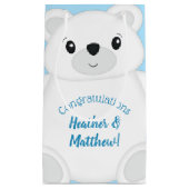 Blue Polar Bear Baby Dusche Kleine Geschenktüte (Vorderseite)