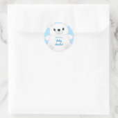 Blue Polar Bear Baby Dusche Runder Aufkleber (Tasche)