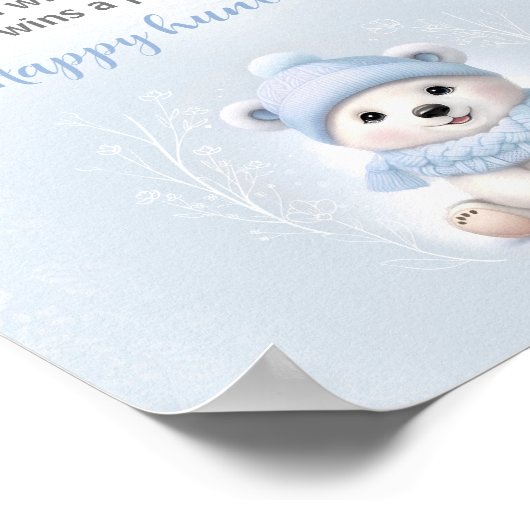 Blue Polar Bear Baby Dusche Schnuller Jagdspiel Poster (Ecke)