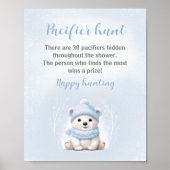 Blue Polar Bear Baby Dusche Schnuller Jagdspiel Poster (Vorne)