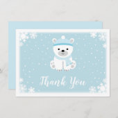 Blue Polar Bear Baby Dusche Vielen Dank Dankeskarte (Vorne/Hinten)