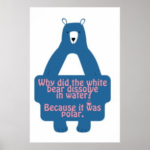 Blue Polar Bear Funny Chemistry Joke Poster