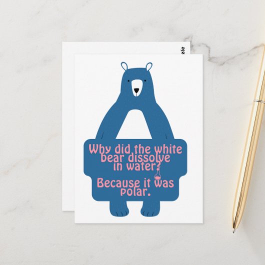 Blue Polar Bear Funny Chemistry Joke Postkarte (Vorderseite/Rückseite Beispiel)
