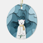 Blue Polar Bear Mama und Baby 1. Weihnachten Keramik Ornament (Links)