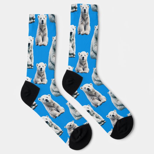 Blue Polar Bear Pattern Design  Socken (Rechts)