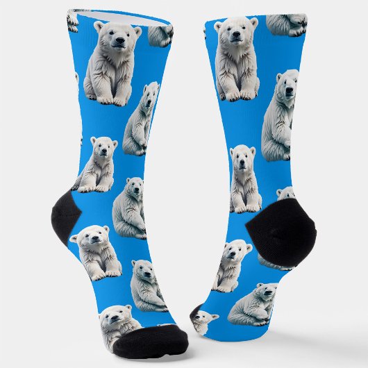 Blue Polar Bear Pattern Design  Socken