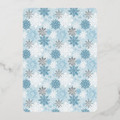 Blue Polar Bear Silver Foil Snowflake Babydusche Folieneinladung (Rückseite)