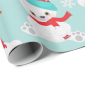 Blue Polar Bear Urlaub Winter Weihnachten Geschenkpapier (Rolleneckpunkt)