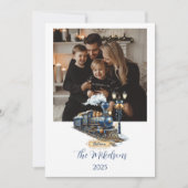 Blue Polar Express Train Christmas Feiertagskarte (Vorderseite)