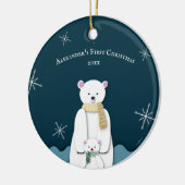 Blue-Polar-Mama mit Baby First Christmas Keramik Ornament (Links)