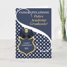 Blue Police Academy Graduate Gratulation Karte