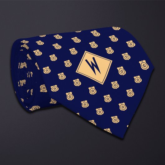 Blue Police Badge Pattern Krawatte