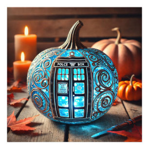 Blue Police Box Glass Pumpkin Fotodruck