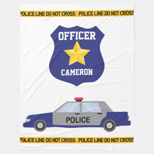 Blue Police Car Officer Abzeichen Fleecedecke (Vorderseite)