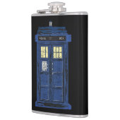 Blue Police Public Call Box - UK Time Travel 1 Flachmann (Links)