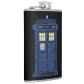 Blue Police Public Call Box - UK Time Travel 1 Flachmann (Rechts)