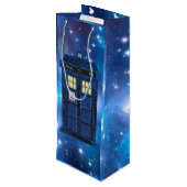 Blue Police Public Call Box - UK Time Travel 1 Geschenktüte Für Weinflaschen (Rückseite Schrägansicht)