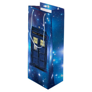 Blue Police Public Call Box - UK Time Travel 1 Geschenktüte Für Weinflaschen