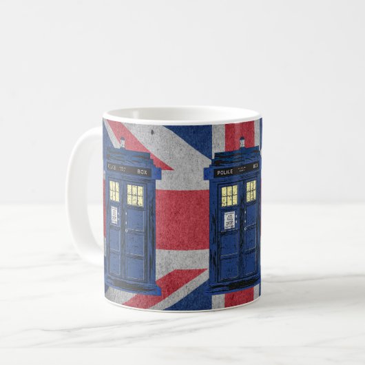Blue Police Public Call Box - UK Time Travel 1 Kaffeetasse (Vorderseite Links)