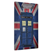Blue Police Public Call Box - UK Time Travel 1 Klemmbrett (Rechts)
