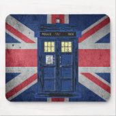 Blue Police Public Call Box - UK Time Travel 1 Mousepad (Vorne)