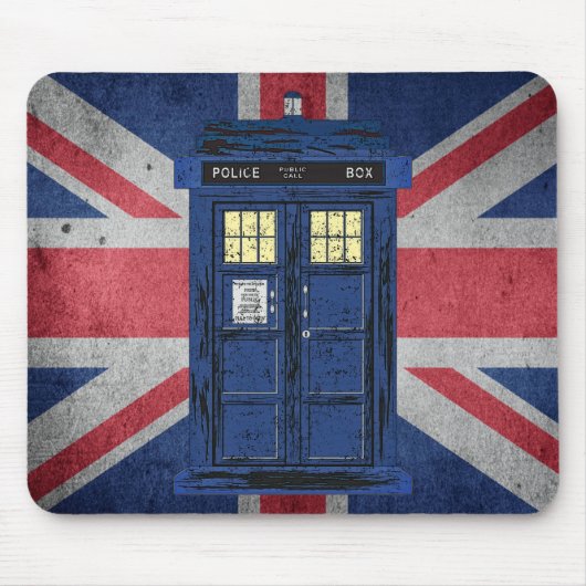 Blue Police Public Call Box - UK Time Travel 1 Mousepad (Vorne)