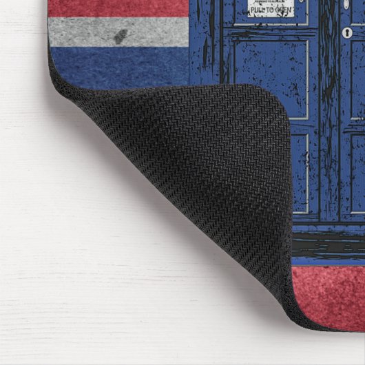 Blue Police Public Call Box - UK Time Travel 1 Mousepad (Ecke)