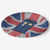 Blue Police Public Call Box - UK Time Travel 1 Pappteller (Schrägansicht)